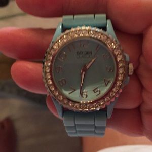 Beautiful baby blue watch white diamond simulants